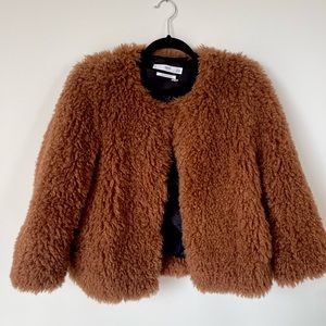 Mango faux fur brown cropped jacket - limited edition